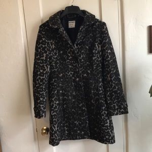 Leopard print wool coat